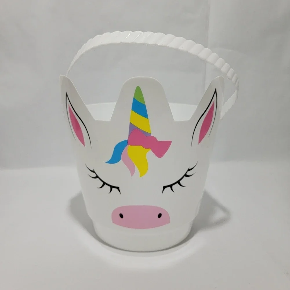 Unicorn Plastic Halloween Trick or Treat Bucket Easter Pail with Handle set of 6